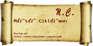 Máté Ciklámen névjegykártya